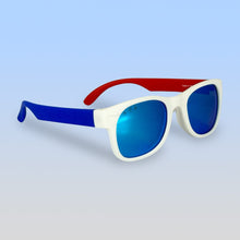 Load image into Gallery viewer, ro•sham•bo eyewear Bayside Polarized Mirrored (Blue) Lens / Red White &amp; Blue Frame Team America Shades | Baby