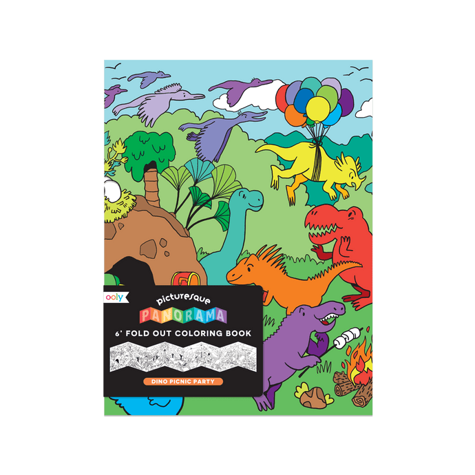 OOLY Picturesque Panorama Coloring Book - Dino Picnic Party by OOLY