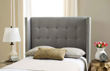 Load image into Gallery viewer, Safavieh Beds And Headboards Silver Safavieh Keegan Kids Linen Bed And Velvet Headboard
