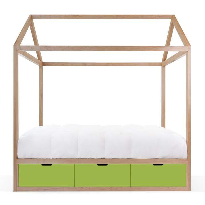 Nico and Yeye Beds And Headboards TWIN / MAPLE / GREEN Nico and Yeye Domo Zen Bed with Drawers