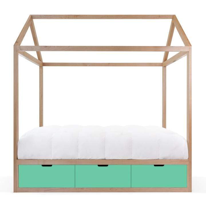 Nico and Yeye Beds And Headboards TWIN / MAPLE / MINT Nico and Yeye Domo Zen Bed with Drawers