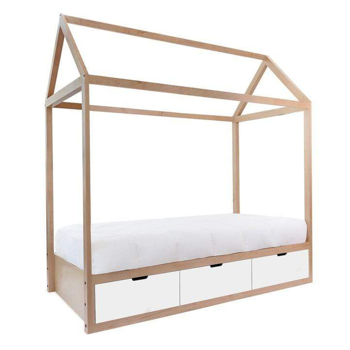 Nico and Yeye Beds And Headboards TWIN / MAPLE / WHITE Nico and Yeye Domo Zen Bed with Drawers