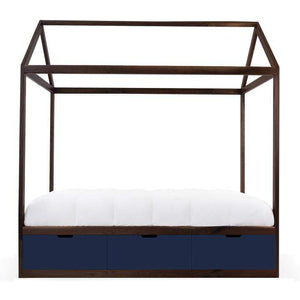 Nico and Yeye Beds And Headboards TWIN / WALNUT / DEEP BLUE Nico and Yeye Domo Zen Bed with Drawers