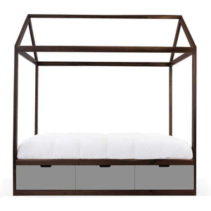 Nico and Yeye Beds And Headboards TWIN / WALNUT / GRAY Nico and Yeye Domo Zen Bed with Drawers