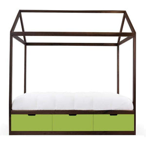 Nico and Yeye Beds And Headboards TWIN / WALNUT / GREEN Nico and Yeye Domo Zen Bed with Drawers
