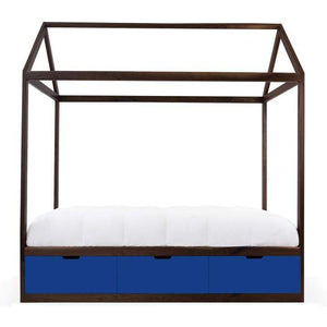 Nico and Yeye Beds And Headboards TWIN / WALNUT / PACIFIC BLUE Nico and Yeye Domo Zen Bed with Drawers