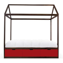 Load image into Gallery viewer, Nico and Yeye Beds And Headboards TWIN / WALNUT / RED Nico and Yeye Domo Zen Bed with Drawers