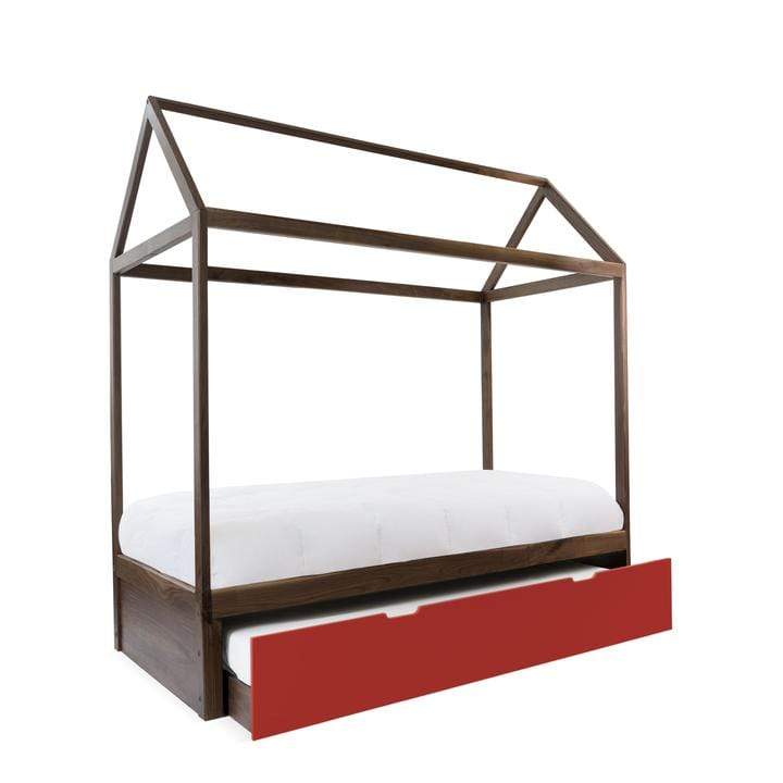 Nico and Yeye Beds And Headboards TWIN / WALNUT / RED Nico and Yeye Domo Zen Bed with Trundle