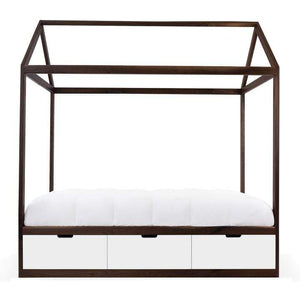 Nico and Yeye Beds And Headboards TWIN / WALNUT / WHITE Nico and Yeye Domo Zen Bed with Drawers