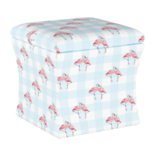 Load image into Gallery viewer, Gray Malin x Cloth &amp; Company Furniture Flamingo Gingham - Blue Gray Malin and Cloth &amp; Co. Storage Ottoman
