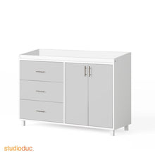Load image into Gallery viewer, ducduc dresser light grey indi doublewide dresser with doors