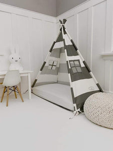 Domestic Objects Play Tents Grey/White Stripe / Crib 28" × 53" Inches Domestic Objects Play Tent Canopy