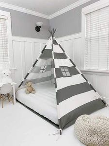 Domestic Objects Play Tents Grey/White Stripe / Double 53" × 74" Inches Domestic Objects Play Tent Canopy