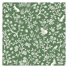 Load image into Gallery viewer, Magnolia Home Wallpaper Double Roll / Forest Green Magnolia Home Fox &amp; Hare Sure Strip Wallpaper Double Roll