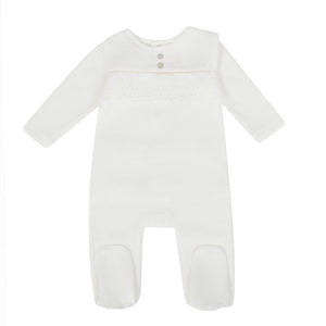 Cadeau Baby 0-3M / White boys Laced in Grace (footie) by Cadeau Baby