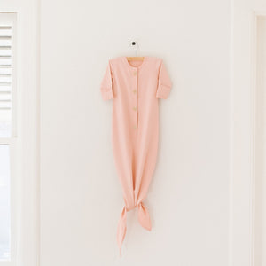 Design Dua. 2-6 Months (Roomy) / Blush Solid Design Dua Organic Newborn Knotted Gown - Blush