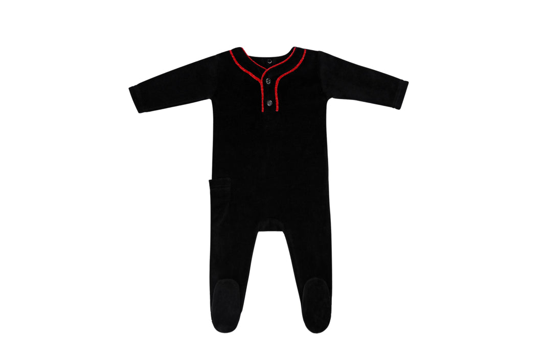 Cadeau Baby 3 Months Black Embroiled Boys Footie by Cadeau Baby