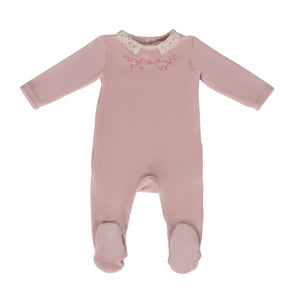 Cadeau Baby 3 Months / Pink Lace Trimmed Velour Footie by Cadeau Baby