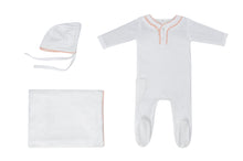 Load image into Gallery viewer, Cadeau Baby 3 Months / Pink Trim Velour Trimmed Footie Set by Cadeau Baby