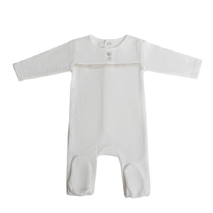 Cadeau Baby 3M White with gold piping (footie) by Cadeau Baby