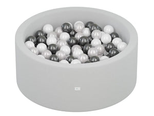 Little Big Playroom Ball Pit Bundles Light Grey Ball Pit - 75 Porcelain, 75 Pewter, 50 Water Balls Ball Pit + 200 Pit Balls