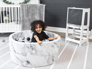 Little Big Playroom Ball Pit Bundles Luxurious Marble Ball Pit - 75 Pearl, 75 Silver, 50 Water Balls Ball Pit + 200 Pit Balls