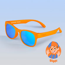 Load image into Gallery viewer, ro•sham•bo eyewear Bayside Baby (Ages 0-2) / Polarized Mirrored (Blue) Lens / Blippi Orange Frame Blippi Shades for Kids