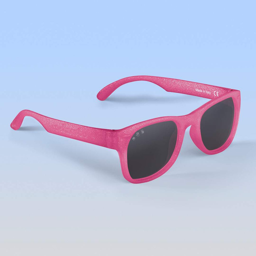 ro•sham•bo eyewear Bayside Polarized Grey Lens / Pink Glitter Frame Kelly Kapowski Shades | Junior