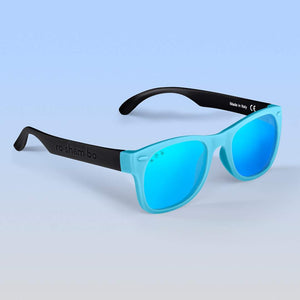 ro•sham•bo eyewear Bayside Polarized Mirrored (Blue) Lens / Black & Teal Combo Frame Thundercat Shades | Junior