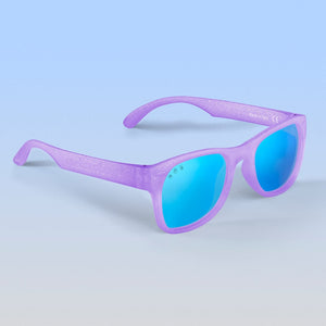 ro•sham•bo eyewear Bayside Polarized Mirrored (Blue) Lens / Lavender Glitter Frame Punky Brewster Shades | Baby