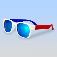 Load image into Gallery viewer, ro•sham•bo eyewear Bayside Polarized Mirrored (Blue) Lens / Red White &amp; Blue Frame Team America Shades | Junior