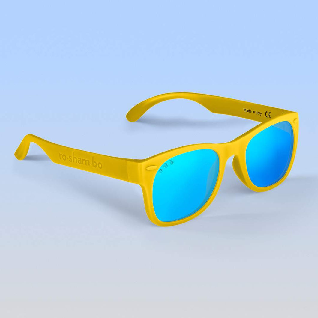 ro•sham•bo eyewear Bayside Polarized Mirrored (Blue) Lens / Yellow Frame Simpsons Shades | Toddler