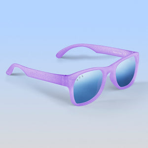 ro•sham•bo eyewear Bayside Polarized Mirrored (Chrome) Lens / Lavender Glitter Frame Punky Brewster Shades | Baby