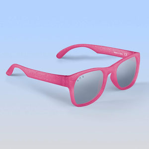 ro•sham•bo eyewear Bayside Polarized Mirrored (Chrome) Lens / Pink Glitter Frame Kelly Kapowski Shades | Baby