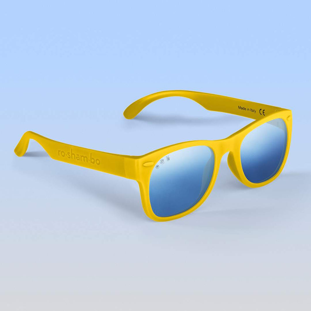 ro•sham•bo eyewear Bayside Polarized Mirrored (Chrome) Lens / Yellow Frame Simpsons Shades | Junior