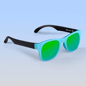 ro•sham•bo eyewear Bayside Polarized Mirrored (Green) Lens / Black & Teal Combo Frame Thundercat Shades | Baby