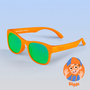 ro•sham•bo eyewear Bayside Polarized Mirrored (Green) Lens / Blippi Orange Frame Blippi Shades | Baby