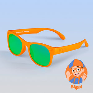 ro•sham•bo eyewear Bayside Polarized Mirrored (Green) Lens / Blippi Orange Frame Blippi Shades | Junior