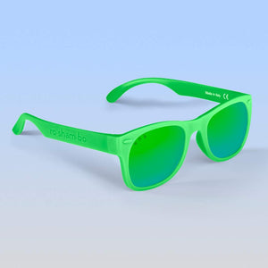 ro•sham•bo eyewear Bayside Polarized Mirrored (Green) Lens / Bright Green Frame Slimer Shades | Baby
