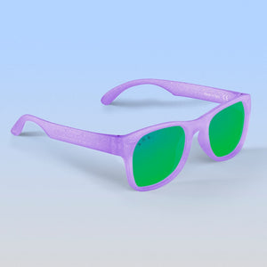 ro•sham•bo eyewear Bayside Polarized Mirrored (Green) Lens / Lavender Glitter Frame Punky Brewster Shades | Baby