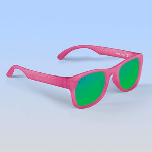 ro•sham•bo eyewear Bayside Polarized Mirrored (Green) Lens / Pink Glitter Frame Kelly Kapowski Shades | Baby