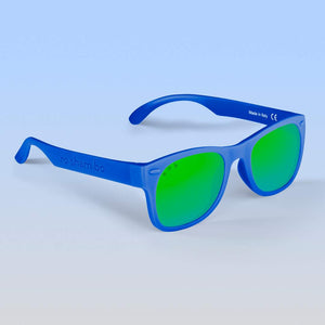 ro•sham•bo eyewear Bayside Polarized Mirrored (Green) Lens / Royal Blue Frame Milhouse Shades | Junior