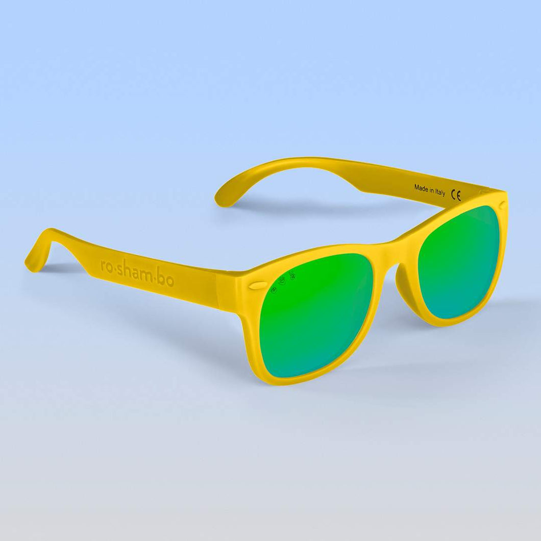 ro•sham•bo eyewear Bayside Polarized Mirrored (Green) Lens / Yellow Frame Simpsons Shades | Junior