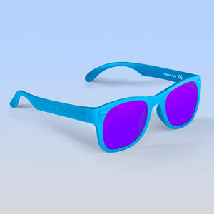 ro•sham•bo eyewear Bayside Polarized Mirrored (Purple) Lens / Blue Frame Zack Morris Shades | Junior