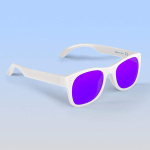 ro•sham•bo eyewear Bayside Polarized Mirrored (Purple) Lens / White Frame Ice Ice Baby Shades | Junior