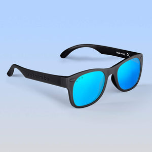 ro•sham•bo eyewear Bayside S/M / Polarized Mirrored (Blue) Lens / Black Frame Bueller Shades | Adult