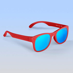 ro•sham•bo eyewear Bayside S/M / Polarized Mirrored (Blue) Lens / Red Frame McFly Shades | Adult