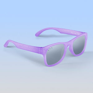 ro•sham•bo eyewear Bayside S/M / Polarized Mirrored (Chrome) Lens / Lavender Glitter Punky Brewster Shades | Adult S/M