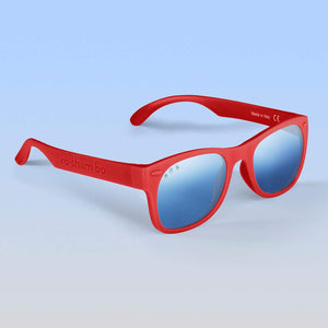 ro•sham•bo eyewear Bayside S/M / Polarized Mirrored (Chrome) Lens / Red Frame McFly Shades | Adult