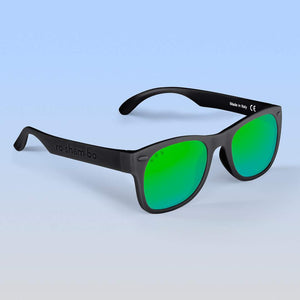 ro•sham•bo eyewear Bayside S/M / Polarized Mirrored (Green) Lens / Black Frame Bueller Shades | Adult